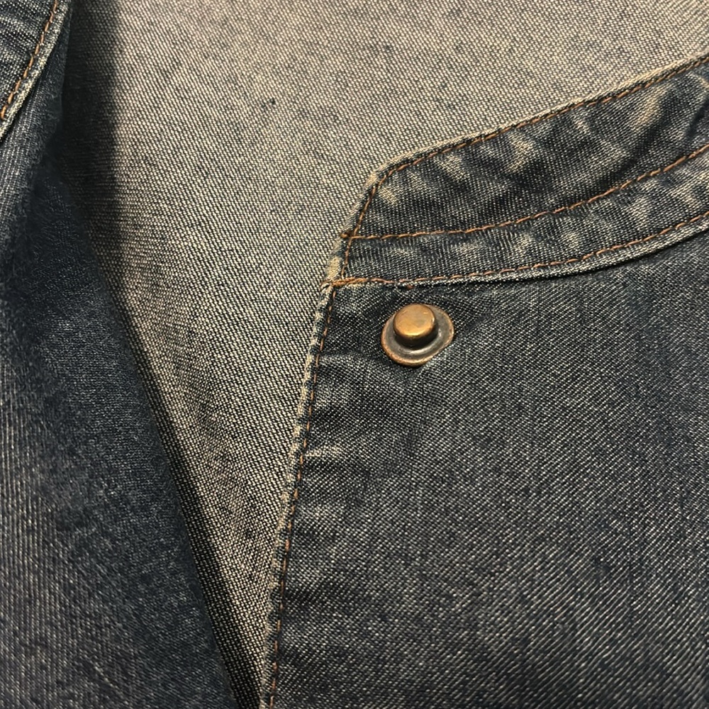 Eileen Fisher denim jean jacket dark rinse SZ 3X plus size snap button casual - Picture 5 of 13